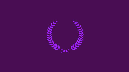 New purple color wreath icon on purple dark background, Amazing wheat icon