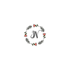 Fototapeta na wymiar Initial IN Handwriting, Wedding Monogram Logo Design, Modern Minimalistic and Floral templates for Invitation cards