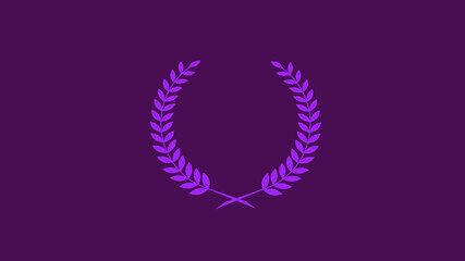 New purple color wreath icon on purple dark background, Amazing wheat icon