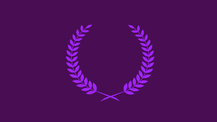 New purple color wreath icon on purple dark background, Amazing wheat icon