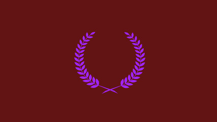 New purple color wheat icon on red dark background, Amazing wreath icon