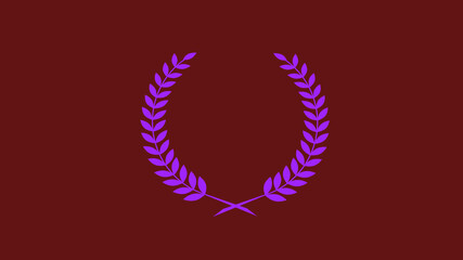 New purple color wheat icon on red dark background, Amazing wreath icon