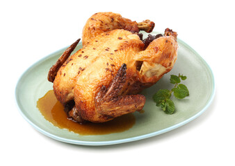 roasted chicken on a white background