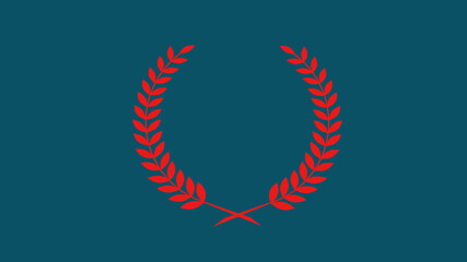 New red color wheat icon on cyan dark background, Amazing wreath icon