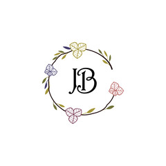Initial IB Handwriting, Wedding Monogram Logo Design, Modern Minimalistic and Floral templates for Invitation cards	
