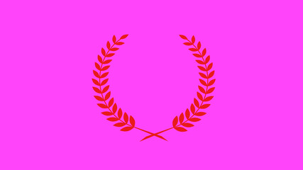 Red color wheat icon on pink background, Amazing wreath icon