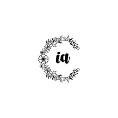 Initial IA Handwriting, Wedding Monogram Logo Design, Modern Minimalistic and Floral templates for Invitation cards	
