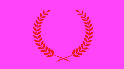 Red color wheat icon on pink background, Amazing wreath icon