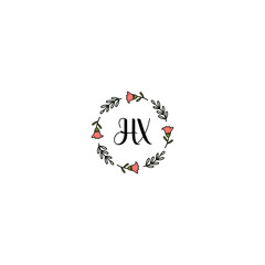 Initial HX Handwriting, Wedding Monogram Logo Design, Modern Minimalistic and Floral templates for Invitation cards	
