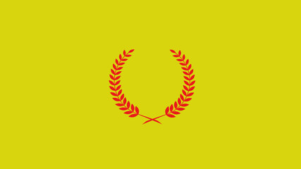 Amazing red color wreath icon on yellow background, Amazing wheat icon