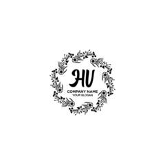 Initial HV Handwriting, Wedding Monogram Logo Design, Modern Minimalistic and Floral templates for Invitation cards	

