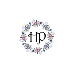 Initial HP Handwriting, Wedding Monogram Logo Design, Modern Minimalistic and Floral templates for Invitation cards	