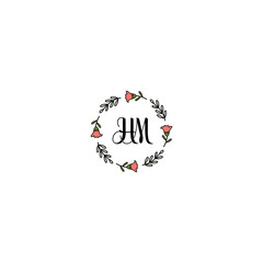 Initial HM Handwriting, Wedding Monogram Logo Design, Modern Minimalistic and Floral templates for Invitation cards	