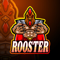 Rooster esport logo mascot design