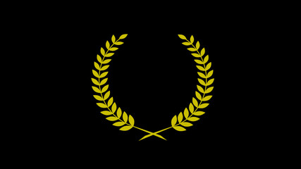 Yellow color wheat icon on black background, New wreath icon