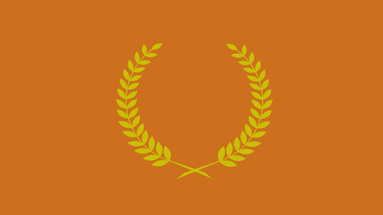 Amazing golden color wreath logo icon on brown background, Wreath icon