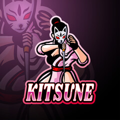 Kitsune esport logo mascot design © idesign2000