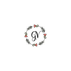 Initial GV Handwriting, Wedding Monogram Logo Design, Modern Minimalistic and Floral templates for Invitation cards	