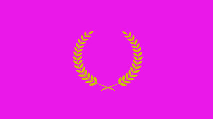 Beautiful yellow color wheat icon on pink background, Wreath logo icon, Wheat icon