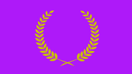Amazing yellow color wreath icon on purple background, Wheat icon