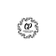 Initial GP Handwriting, Wedding Monogram Logo Design, Modern Minimalistic and Floral templates for Invitation cards	
