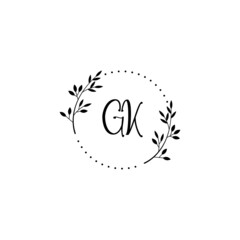 Initial GK Handwriting, Wedding Monogram Logo Design, Modern Minimalistic and Floral templates for Invitation cards	