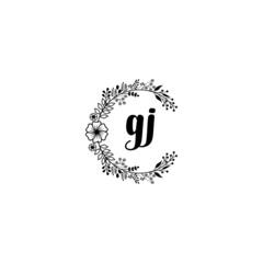 Initial GJ Handwriting, Wedding Monogram Logo Design, Modern Minimalistic and Floral templates for Invitation cards	