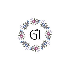 Initial GI Handwriting, Wedding Monogram Logo Design, Modern Minimalistic and Floral templates for Invitation cards	