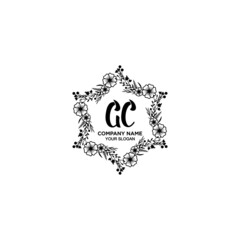 Initial GC Handwriting, Wedding Monogram Logo Design, Modern Minimalistic and Floral templates for Invitation cards	
