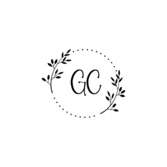 Initial GC Handwriting, Wedding Monogram Logo Design, Modern Minimalistic and Floral templates for Invitation cards	
