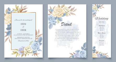 Fototapeta na wymiar Elegant soft floral wedding invitation card template