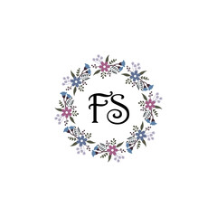 Initial FS Handwriting, Wedding Monogram Logo Design, Modern Minimalistic and Floral templates for Invitation cards	