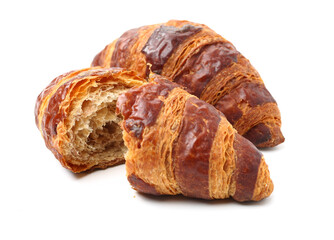 Fresh croissants isolated on white background 