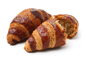 Fresh croissants isolated on white background 