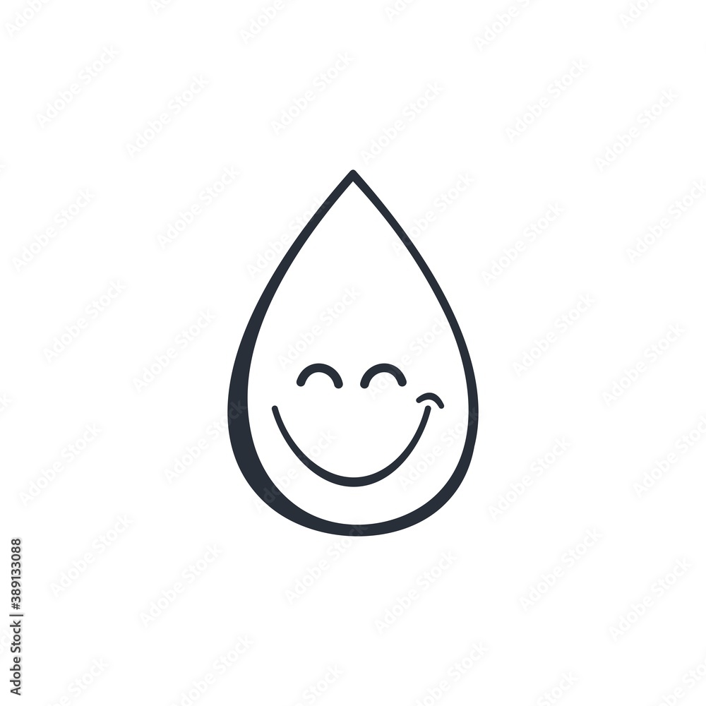 Poster a drop and a smile. vector linear icon isolated on white background.