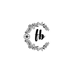 Initial FB Handwriting, Wedding Monogram Logo Design, Modern Minimalistic and Floral templates for Invitation cards	
