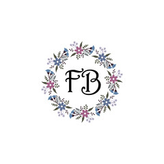 Initial FB Handwriting, Wedding Monogram Logo Design, Modern Minimalistic and Floral templates for Invitation cards	
