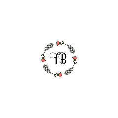 Initial FB Handwriting, Wedding Monogram Logo Design, Modern Minimalistic and Floral templates for Invitation cards	
