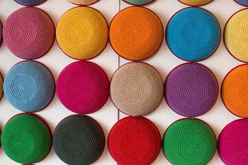 Colorful knitting wool ball for decorate background.
