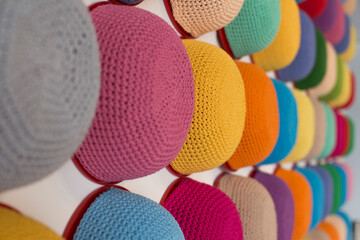 Colorful knitting wool ball for decorate background.