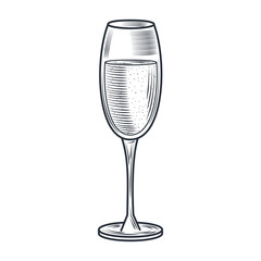 champagne glass alcohol drink, thin line style icon
