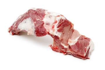 Raw spare ribs on white background 