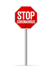 Road sign stop coronavirus