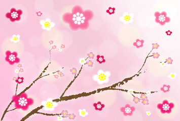 冬の景色　梅の咲く空　デラックスピンク