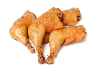 grilled chicken leg  on white background 