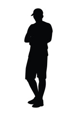 Standing man silhouette vector on white