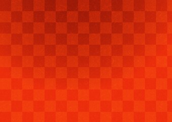 和紙に描かれた赤色の市松模様、日本の伝統模様素材