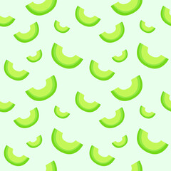 Melon pattern fruits wallpaper printing decorative banner white isolated background with flat color style
