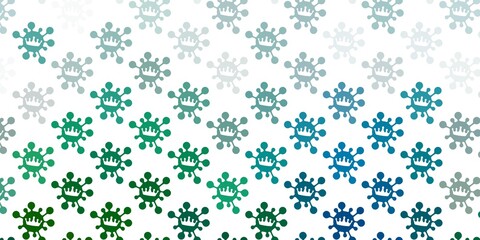 Light green vector backdrop with virus symbols.