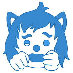 stressed emoticon with nervous tic, simplistic facial expression vector illustration, wolf cartoon character, simple hand drawn line icon from a set